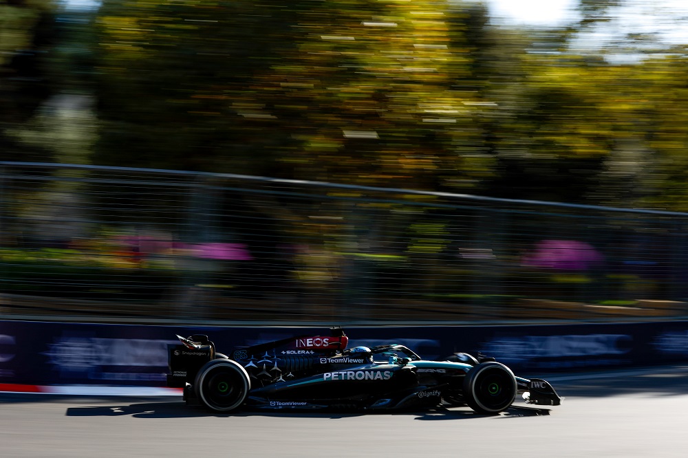 Formel 1 - Mercedes-AMG PETRONAS F1 Team, Großer Preis von Aserbaidschan 2024. George Russell Formula One - Mercedes-AMG PETRONAS F1 Team, Azerbaijan GP 2024. George Russell