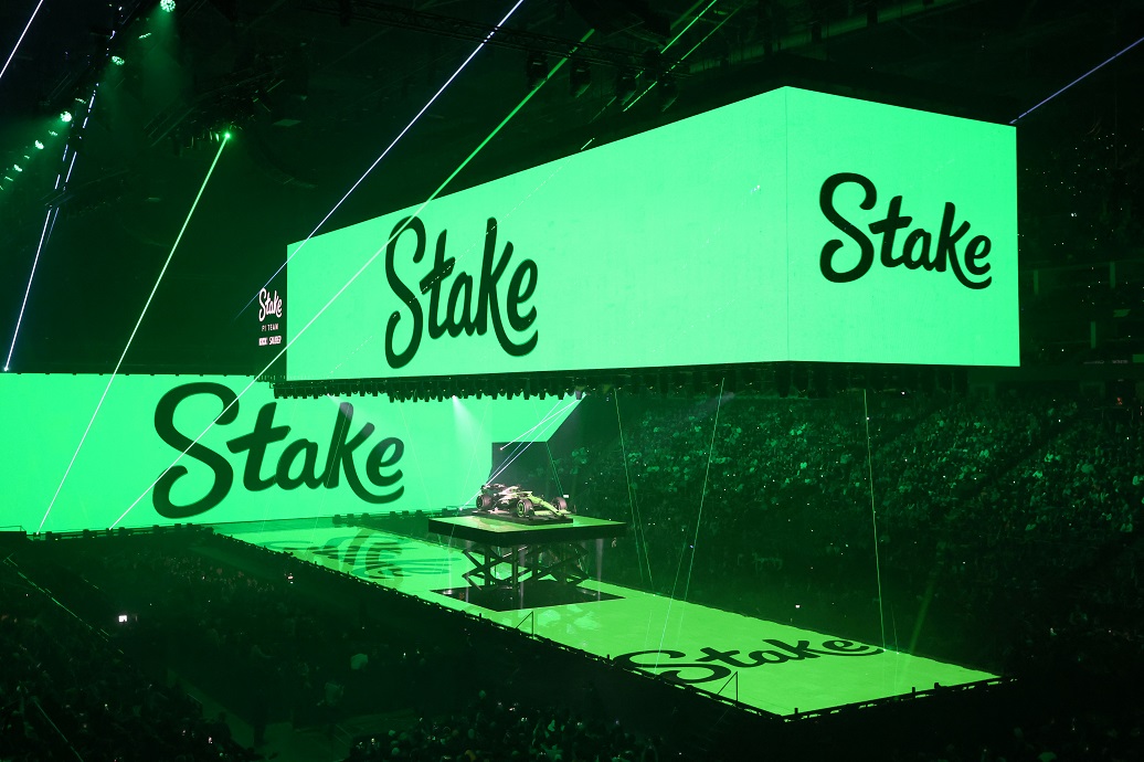 LONDON, ENGLAND - FEBRUARY 18: The Stake F1 Team Kick Sauber livery is presented during F1 75 Live at The O2 Arena on February 18, 2025 in London, England. (Photo by Clive Rose - Formula 1/Formula 1 via Getty Images)