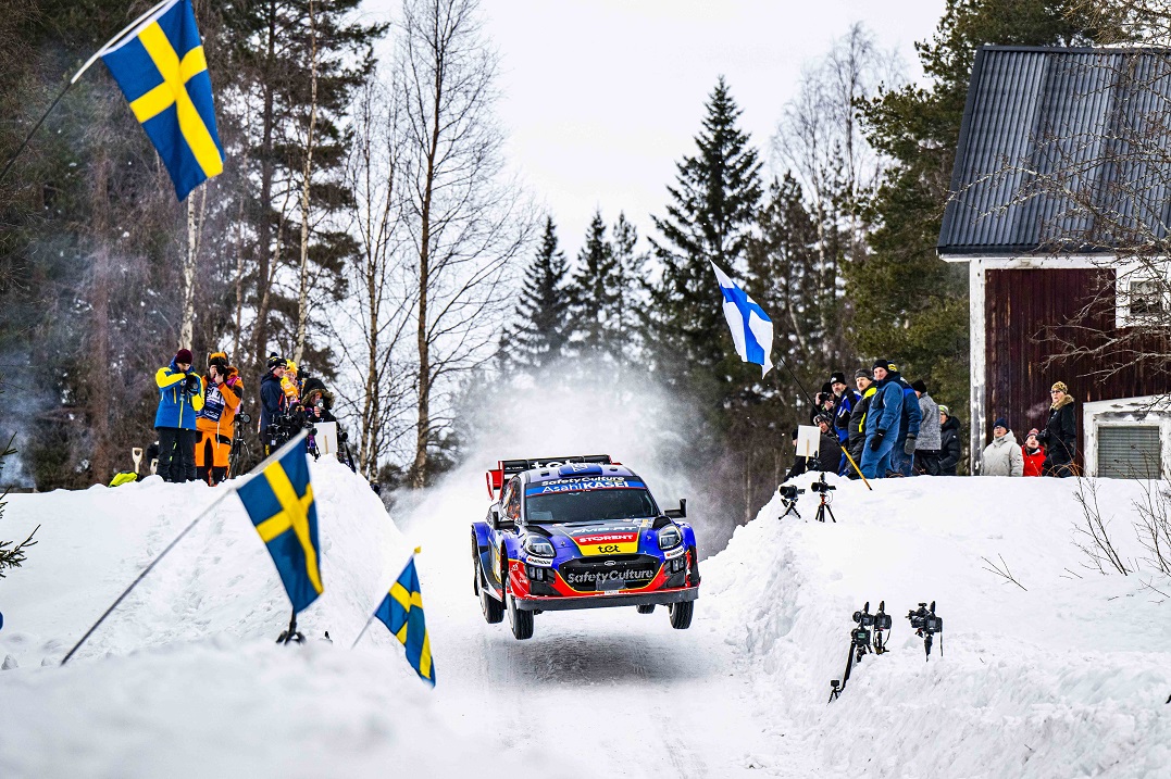 Martins Sesks competing at WRC Rally Sweden on 14 February 2025. // WRC Promoter GmbH / Red Bull Content Pool // SI202502140459 // Usage for editorial use only //