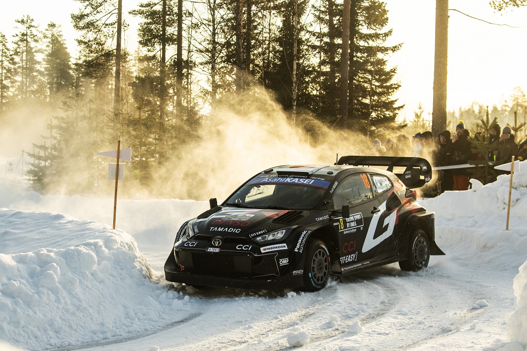 Takamoto Katsuta (JPN) Aaron Johnston (IRL) Of team TOYOTA GAZOO RACING WRT are seen performing during the World Rally Championship Sweden in Umea, Sweden on 15,February. 2025 // Jaanus Ree / Red Bull Content Pool // SI202502150220 // Usage for editorial use only //