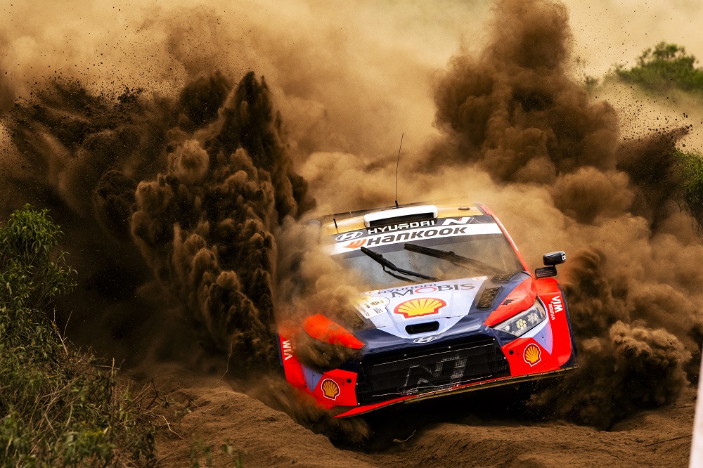 Ott Tänak (EST) Martin Järveoja (EST) Of team HYUNDAI SHELL MOBIS WORLD RALLY TEAM are seen performing during the World Rally Championship Kenya in Naivasha, Kenya on March 21, 2025. // Jaanus Ree / Red Bull Content Pool // SI202503210642 // Usage for editorial use only //