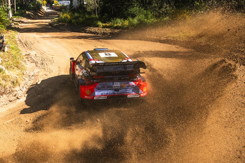 Ott Tänak (EST) and Martin Järveoja (EST) of team HYUNDAI SHELL MOBIS WORLD RALLY TEAM are seen performing during the World Rally Championship in Porto, Portugal on May 15, 2025. // Jaanus Ree / Red Bull Content Pool // SI202505150227 // Usage for editorial use only //