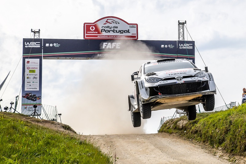 Kalle Rovanperä performs during FIA World Rally Championship in Porto, Portugal on May 18, 2025. // WRC Promoter GmbH / Red Bull Content Pool // SI202505180470 // Usage for editorial use only //