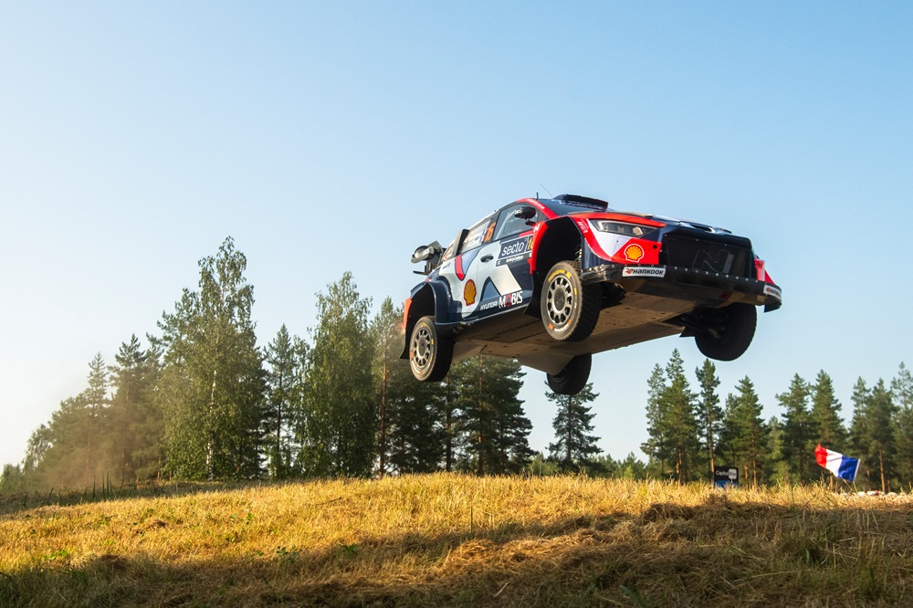 Adrien Fourmaux (FRA) Alexandre Coria (FRA) Of team HYUNDAI SHELL MOBIS WORLD RALLY TEAM are seen performing during the World Rally Championship Finland in Jyvasküla, Finland on 31,July, 2025 // Jaanus Ree / Red Bull Content Pool // SI202507311398 // Usage for editorial use only //