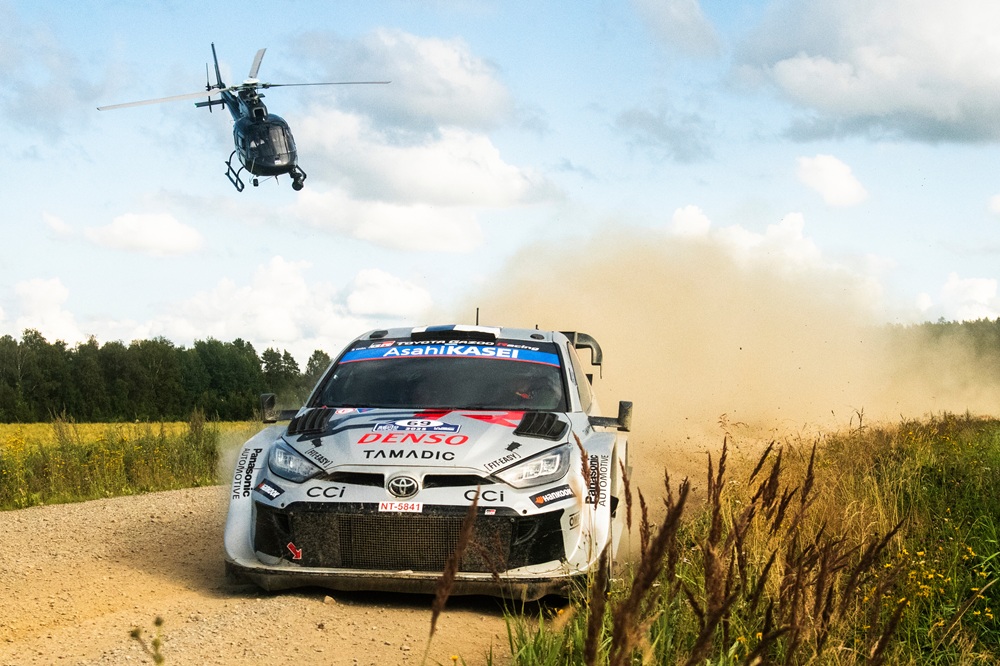 Kalle Rovanperä (FIN) Jonne Halttunen (FIN) Of Toyota Gazoo Racing Wrt are seen performing during the World Rally Championship Finland in Jyvasküla, Finland on 2,August, 2025 // Jaanus Ree / Red Bull Content Pool // SI202508022153 // Usage for editorial use only //