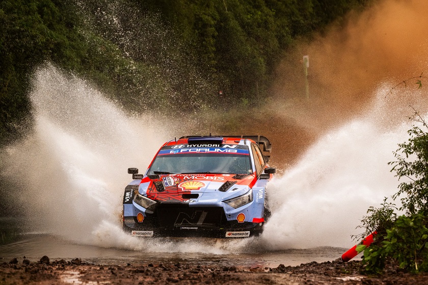 Hayden Paddon (NZL), John Kennard (NZL) Of team HYUNDAI SHELL MOBIS WORLD RALLY TEAM seen during the World Rally Championship in Encarnacion, Paraguay on 29.08.2026 // Jaanus Ree / Red Bull Content Pool // SI202608290332 // Usage for editorial use only //